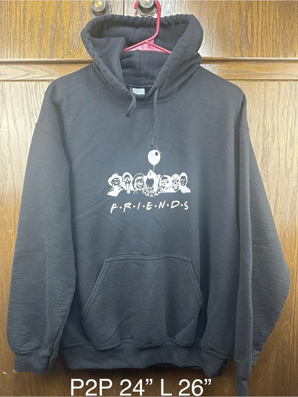 Gildan Black Hoodie with White "FRIENDS" Graphic